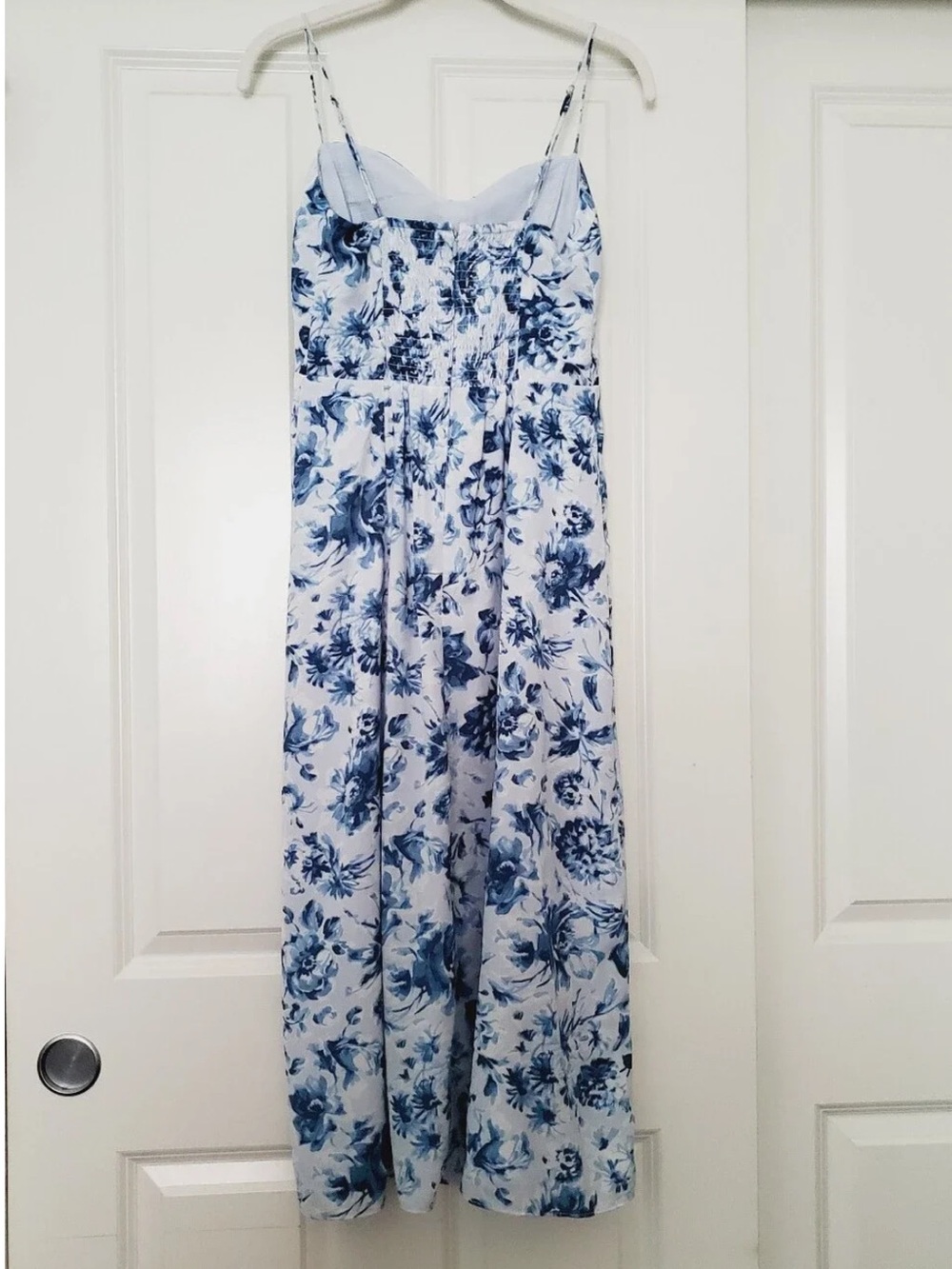 Abercrombie & Fitch Blue White Floral Bustier Sweetheart Slip Midi Dress Slit - Picture 13 of 14
